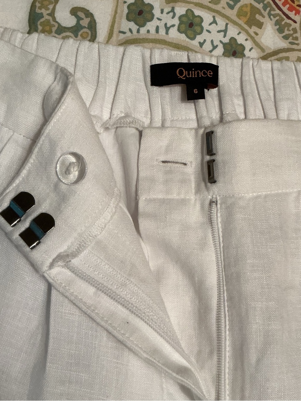 Quince White 100% European Linen Pleated Wide-Leg Trousers Fully Lined, Size 6 - Picture 2 of 16